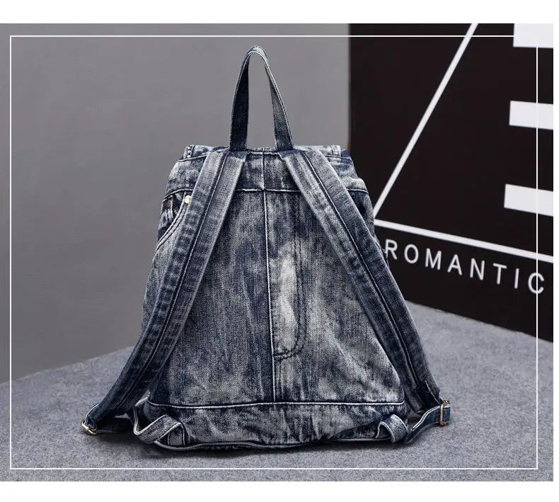Large Denim Anti Theft Casual Travel Backpack for Women