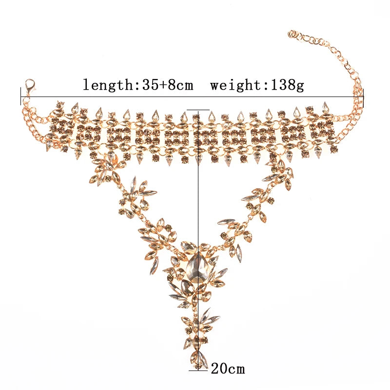 Champagne Crystal Rhinestone Choker Necklace for Women