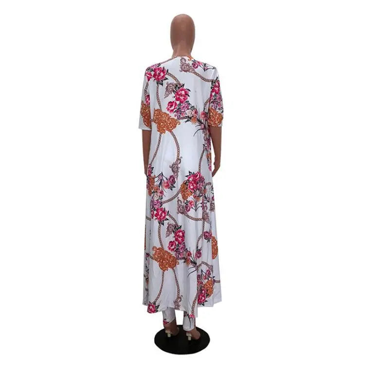 Long Cardigan and Bodycon Pants Two Piece Set for Women