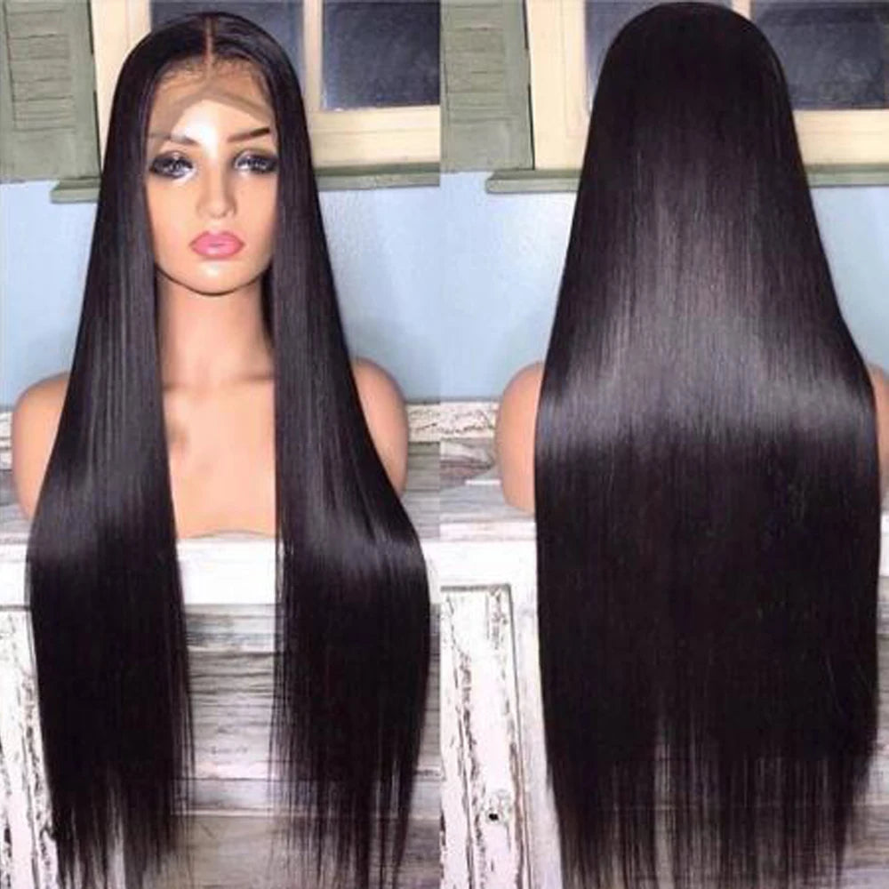 Transparent Lace Front Human Hair Brazilian Straight Wig For Women