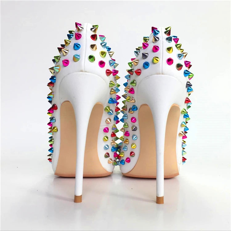 Elegant Studded Pointed Toe Rivet High Heel Pumps For Women