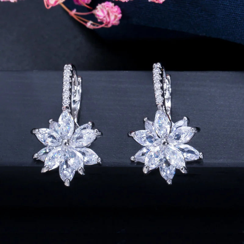Colorful Cubic Zirconia Flower Earrings