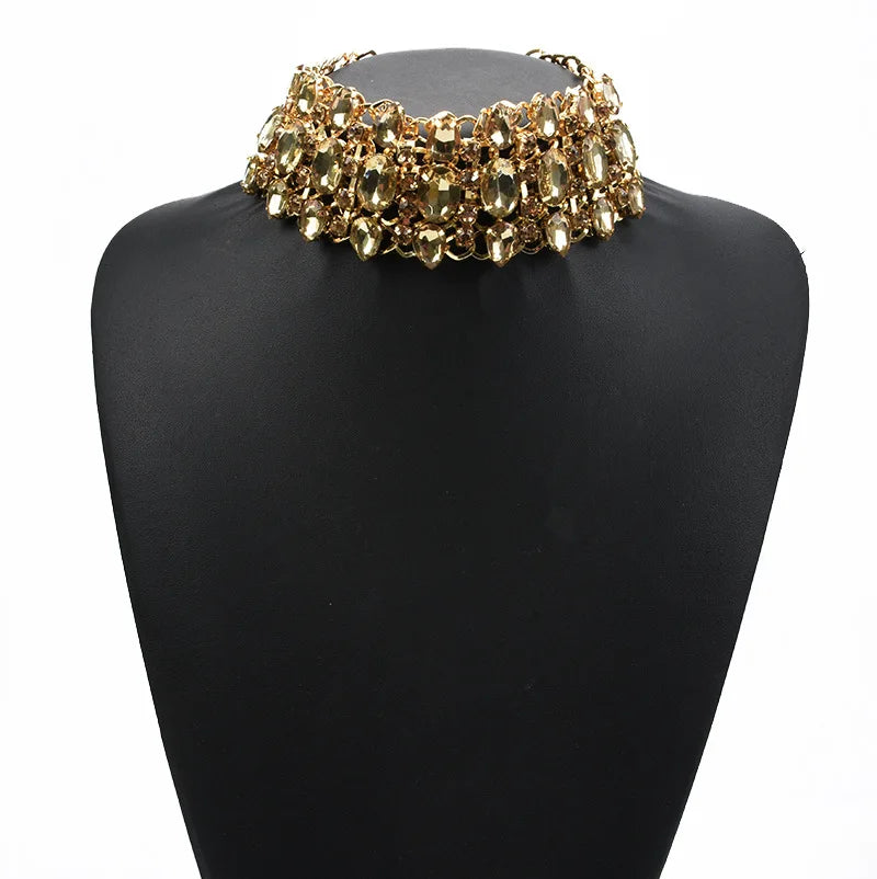 Colorful Crystal Rhinestone Statement Collar Necklace for Women