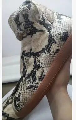 Textured Snakeskin Slip On Sneakers