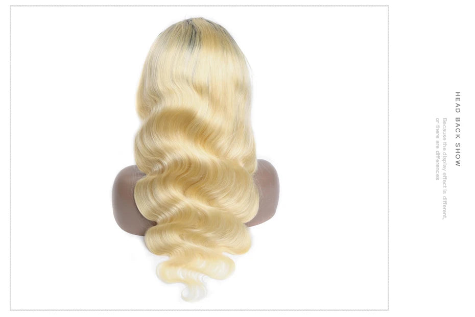 Ombre Dark Root Brazilian Lace Front Body Wave Wig For Women