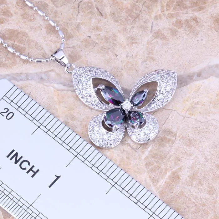 Rainbow Butterfly Necklace And Earrings