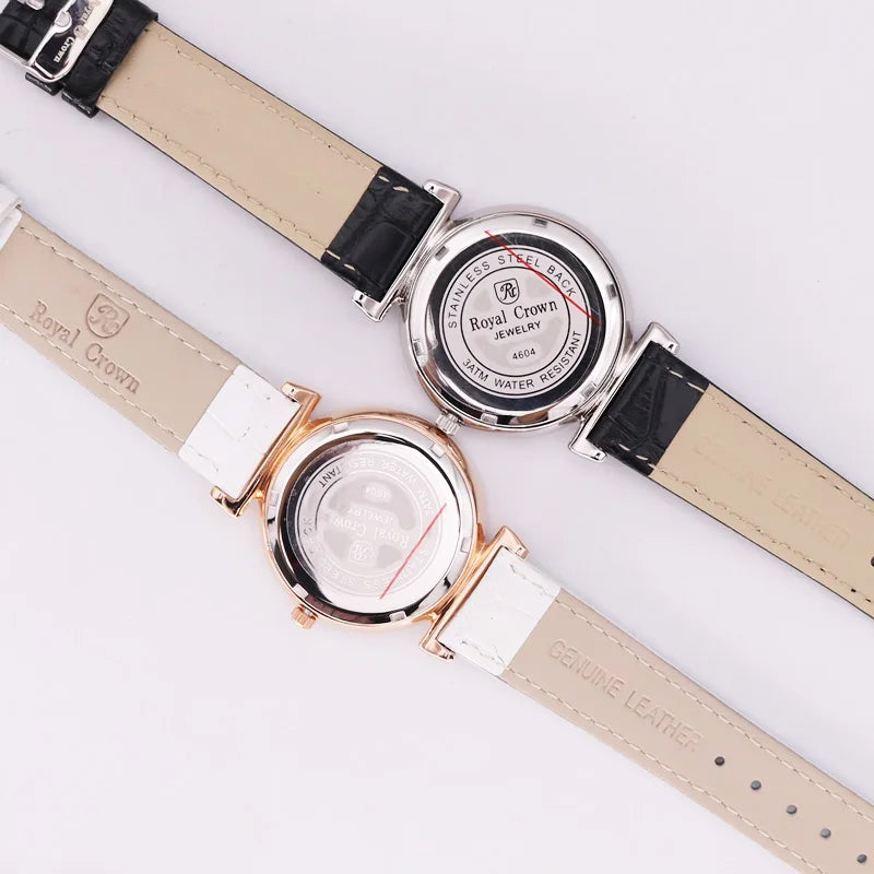 Prong Setting Luxury Clock Lady Women's Watch Fashion Hours Bracelet Colorful Rhinestone Girl Birthday Gift Royal Crown Box