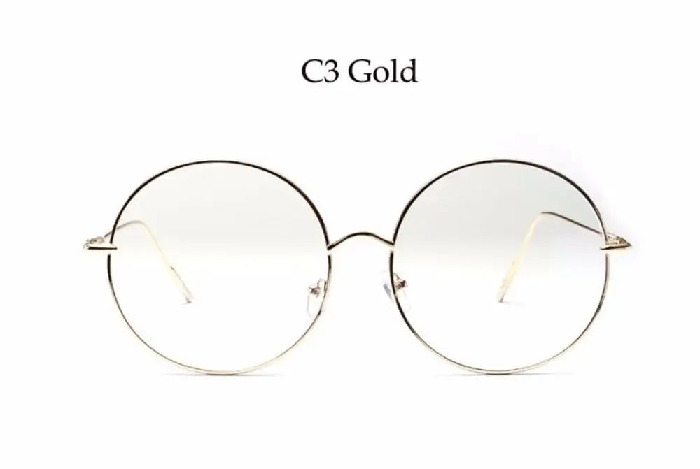 Stylish Oversized Round Metal Eyeglass Frames for Women