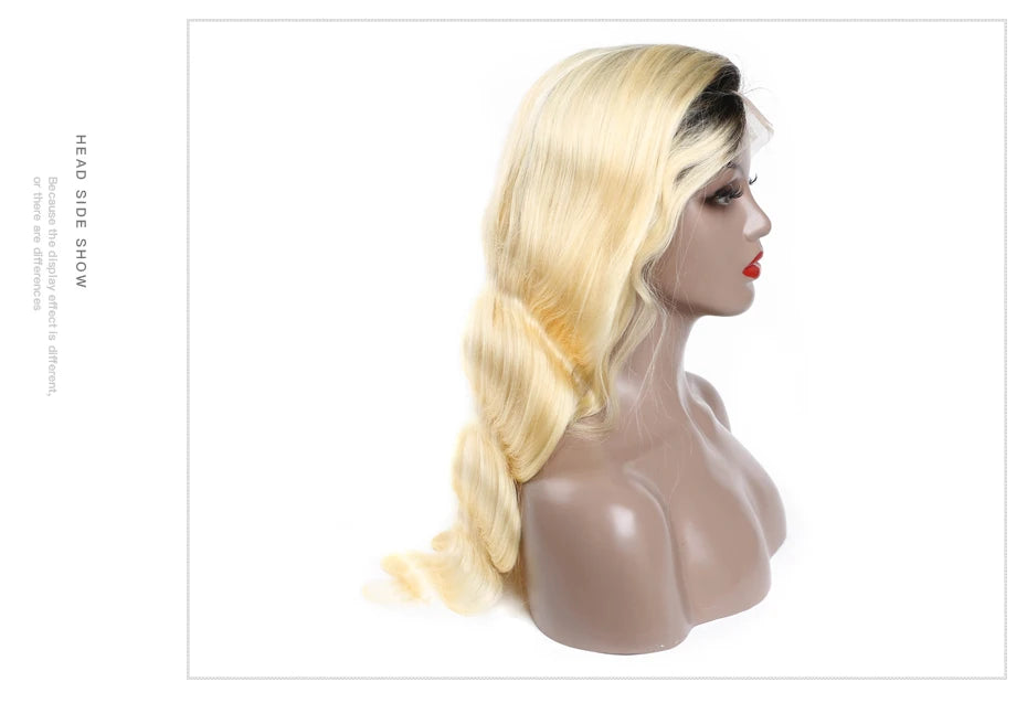 Ombre Dark Root Brazilian Lace Front Body Wave Wig For Women