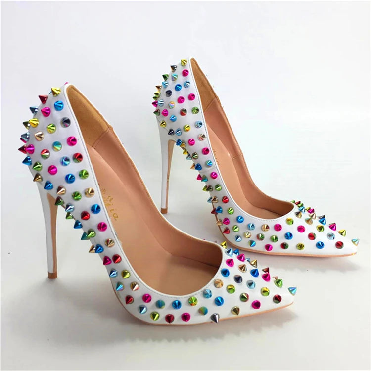 Elegant Studded Pointed Toe Rivet High Heel Pumps For Women