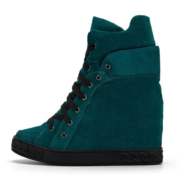 Black Suede Lace Up Ankle Boots With Gold Chain For Women