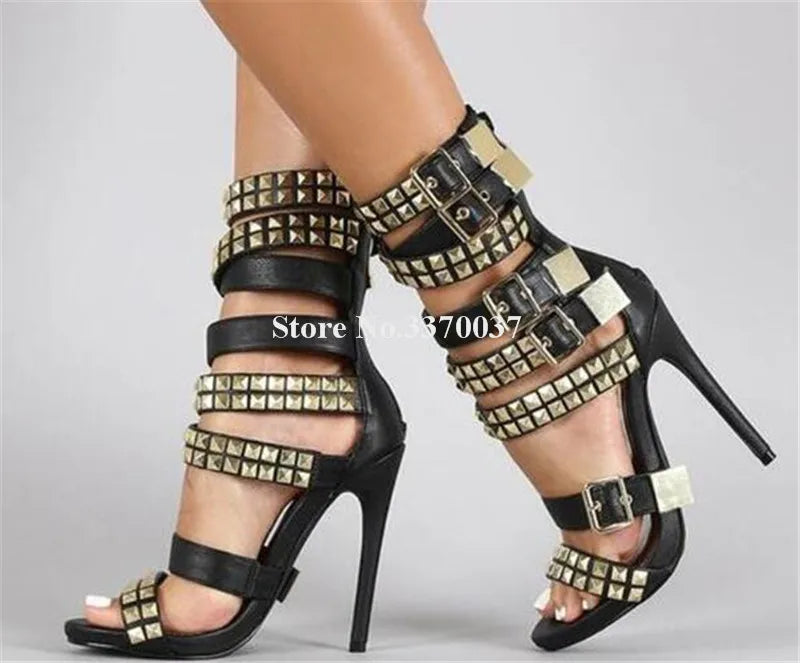 Open Toe Thin Heel Gladiator Sandals
