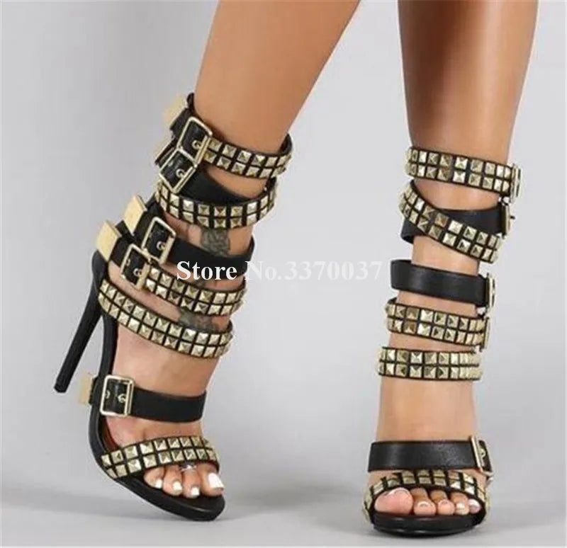 Open Toe Thin Heel Gladiator Sandals