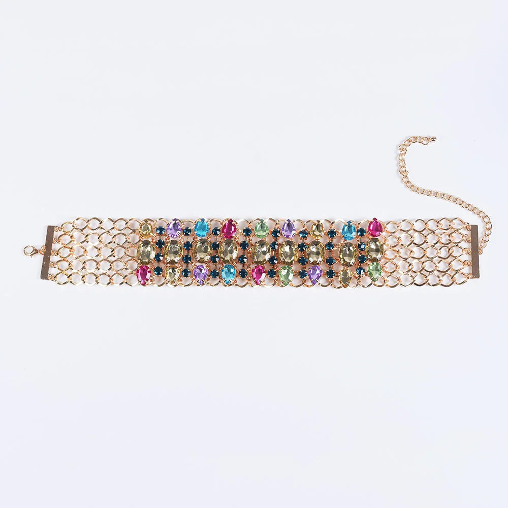 Colorful Crystal Rhinestone Statement Collar Necklace for Women