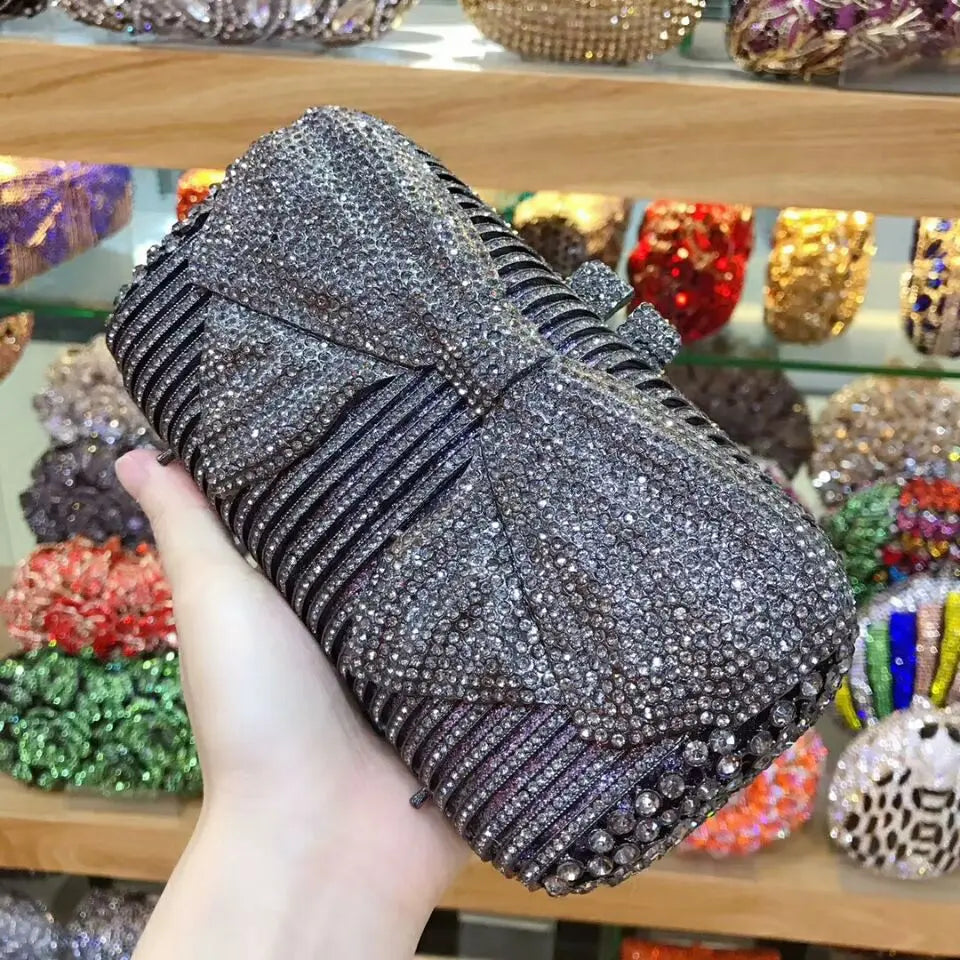 Women silver/gold/black/grey Crystal Diamond party/wedding/cocktail/prom/nightclub evening bags clutch purse wallet bag handbag