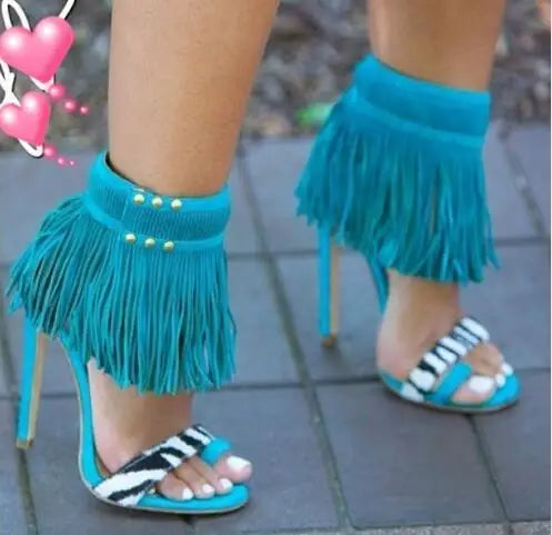 Elegant High Heel Fringe Gladiator Sandals for Women