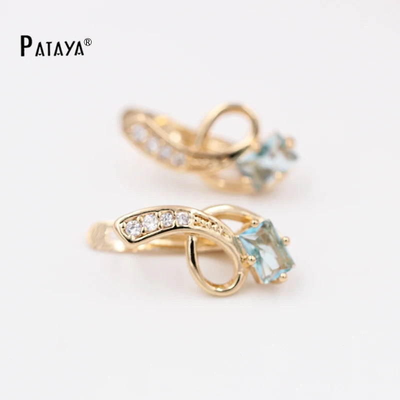 Blue Zircon Square Tassel Drop Earrings