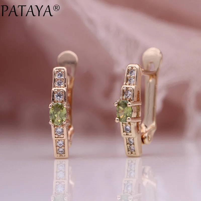 Green Zircon Rose Gold Drop Earrings