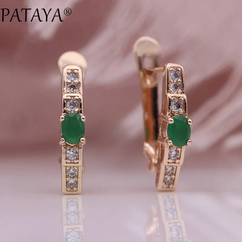 Green Zircon Rose Gold Drop Earrings