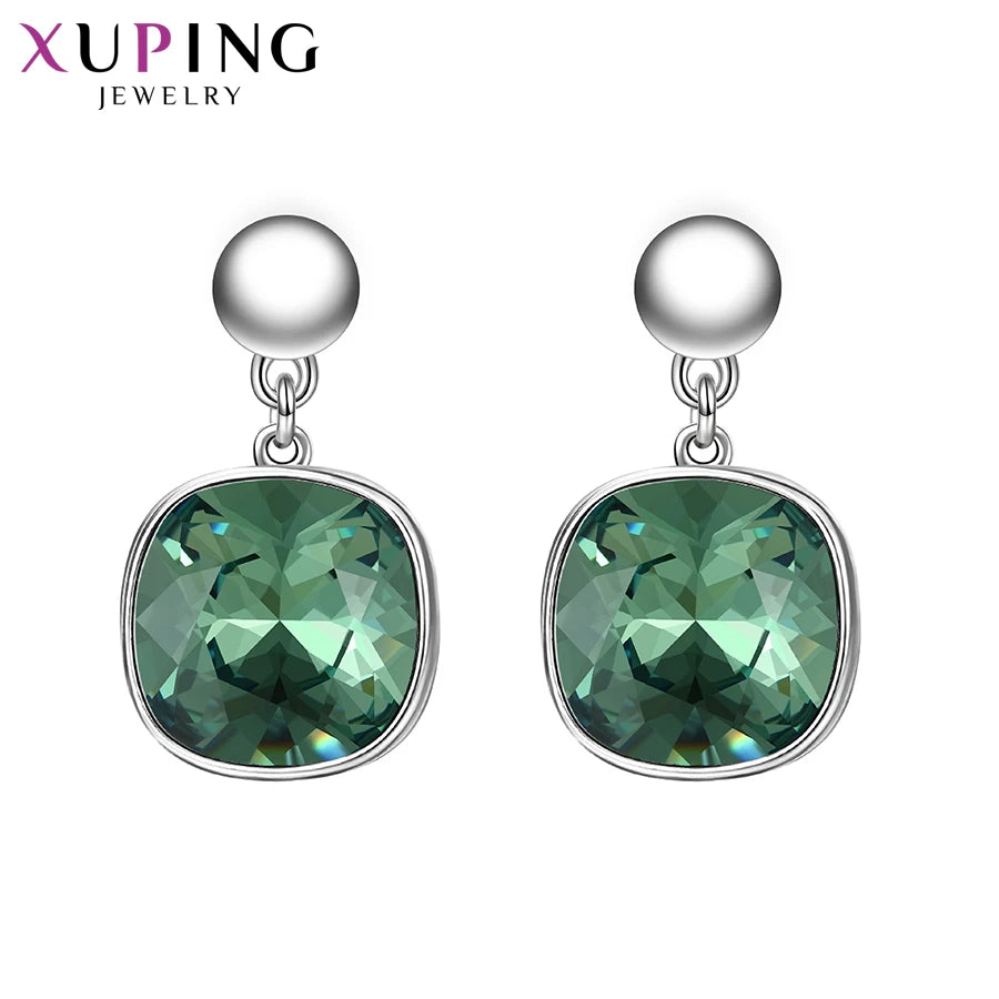 Square Crystal Drop Earrings for Women
