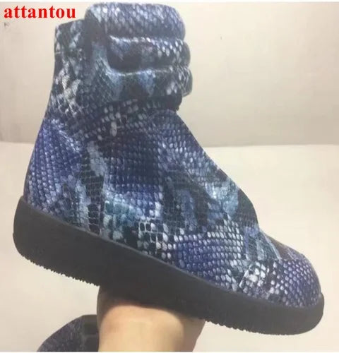 Textured Snakeskin Slip On Sneakers