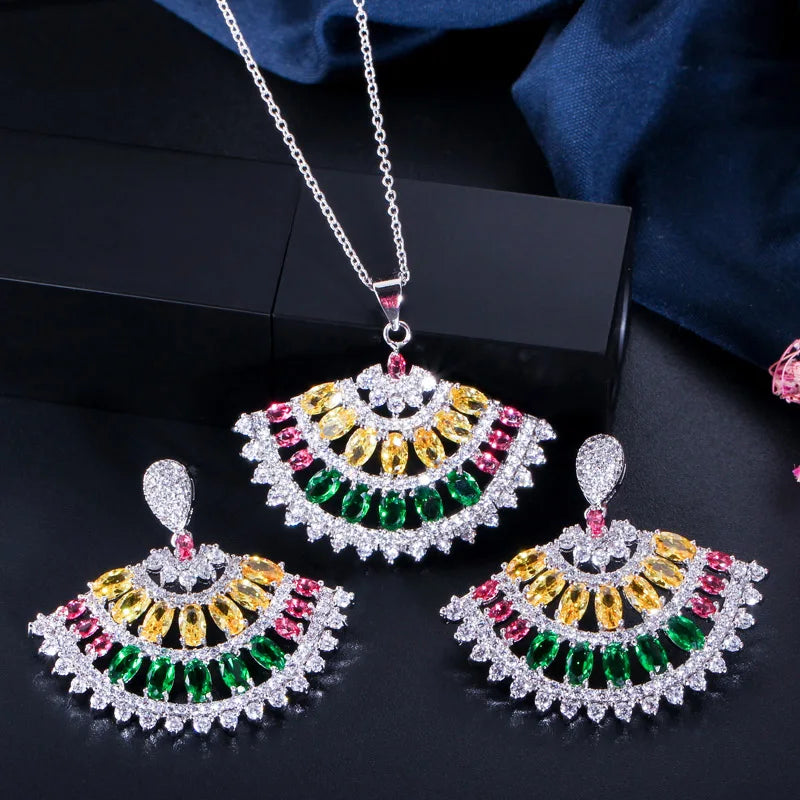 Fan Shaped Multicolor Jewelry Set