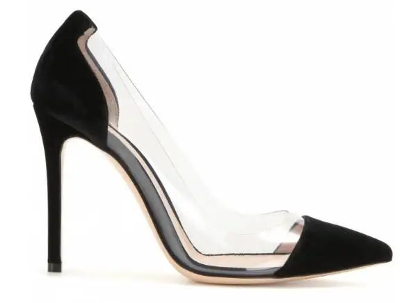 Leopard Print Pointed Toe Thin Heel Transparent Office Pumps For Women