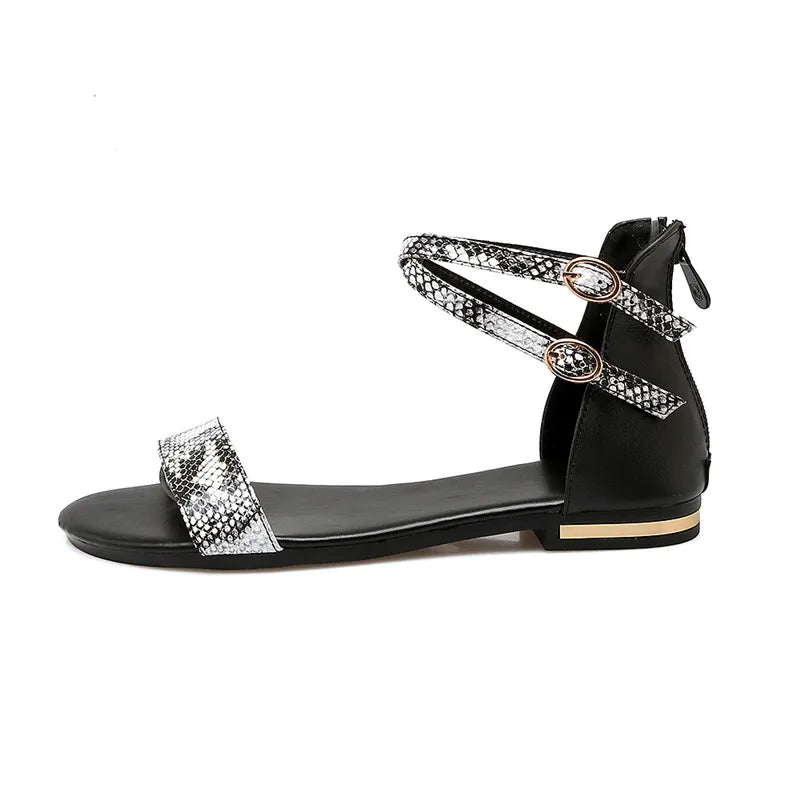 Snake Print Leather Gladiator Sandals