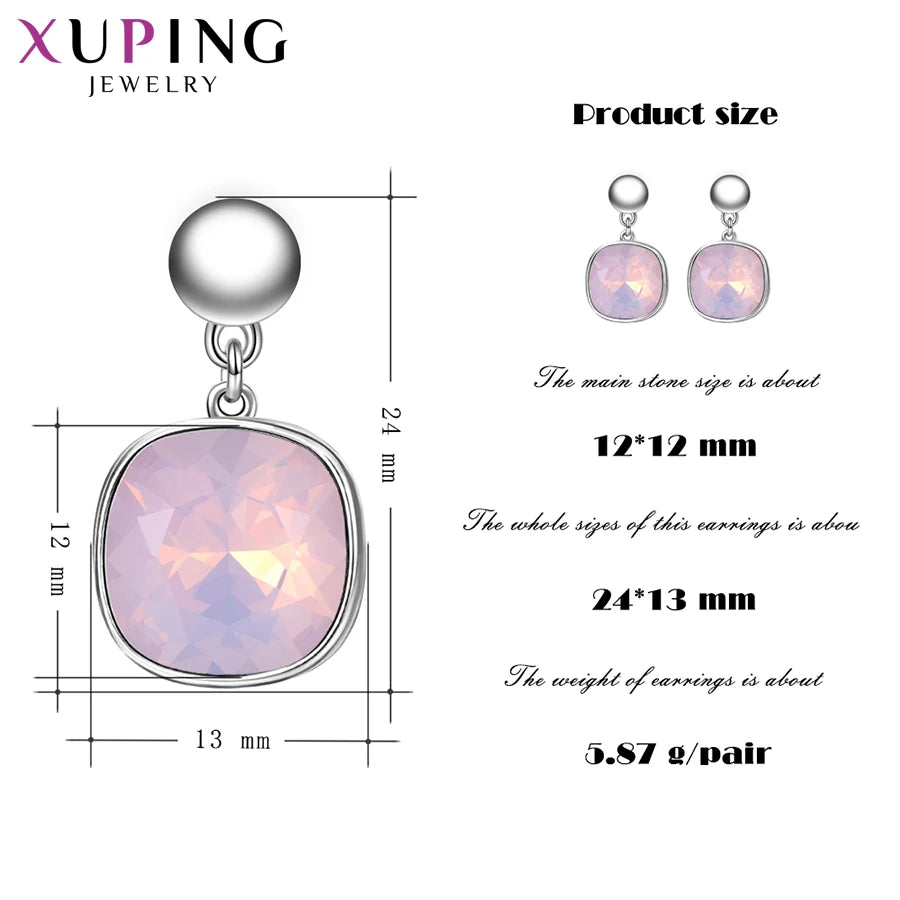 Square Crystal Drop Earrings for Women