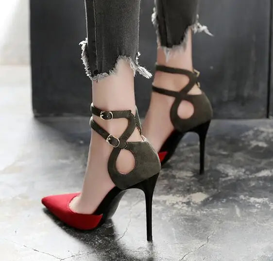 Pointed Toe High Heel Slingback Pumps With Buckle For Women