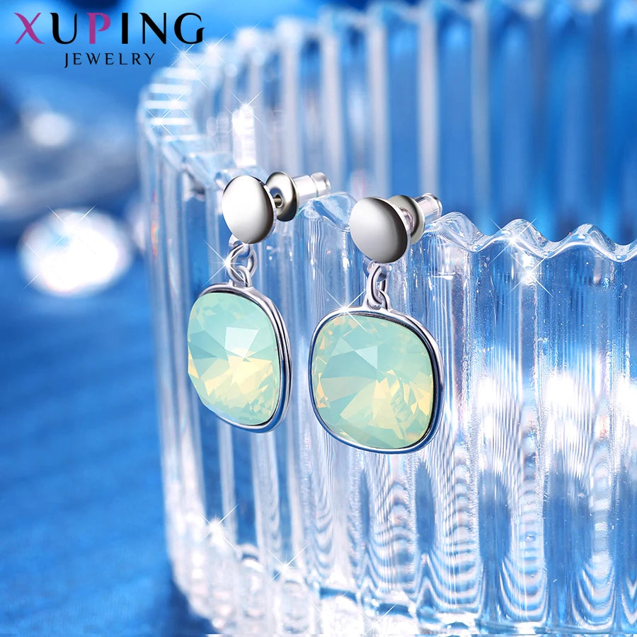 Square Crystal Drop Earrings for Women