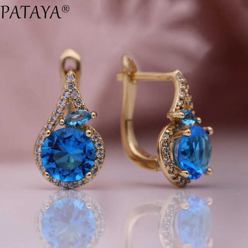 Green Horse Eye Zirconia Drop Earrings