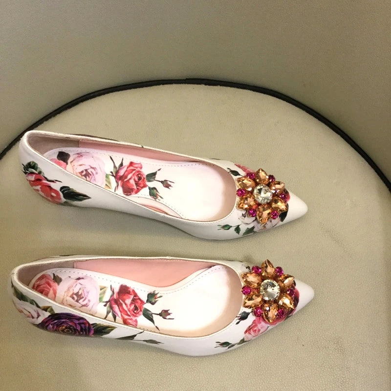 Crystal Rhinestone Leather Pumps