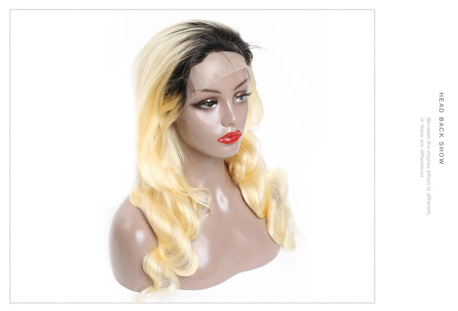 Ombre Dark Root Brazilian Lace Front Body Wave Wig For Women