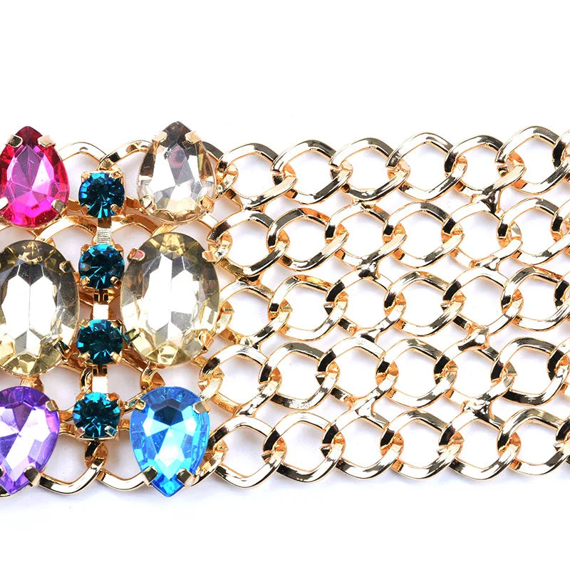 Colorful Crystal Rhinestone Statement Collar Necklace for Women