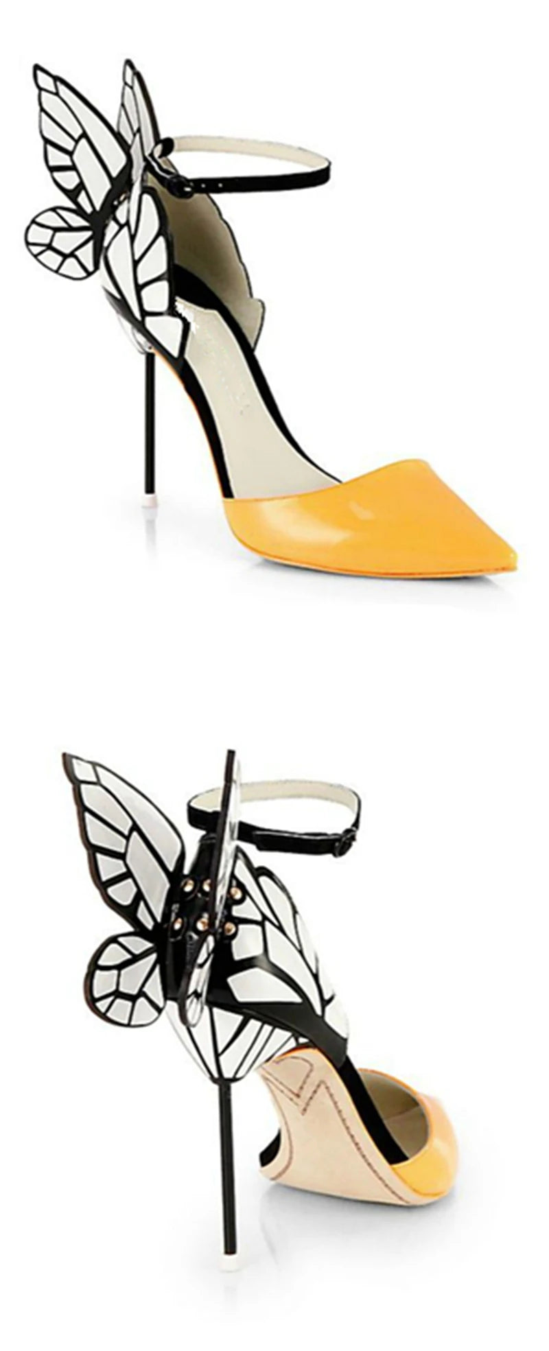 Patent Leather Butterfly Pointed Toe Buckle Strap Pumps for Women