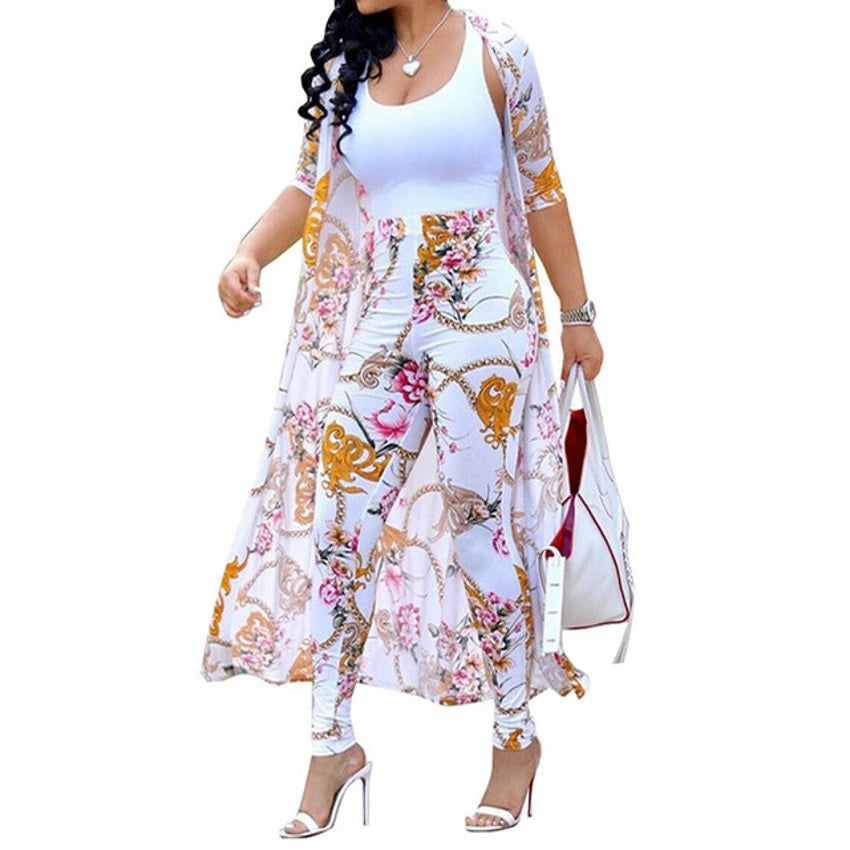 Long Cardigan and Bodycon Pants Two Piece Set for Women