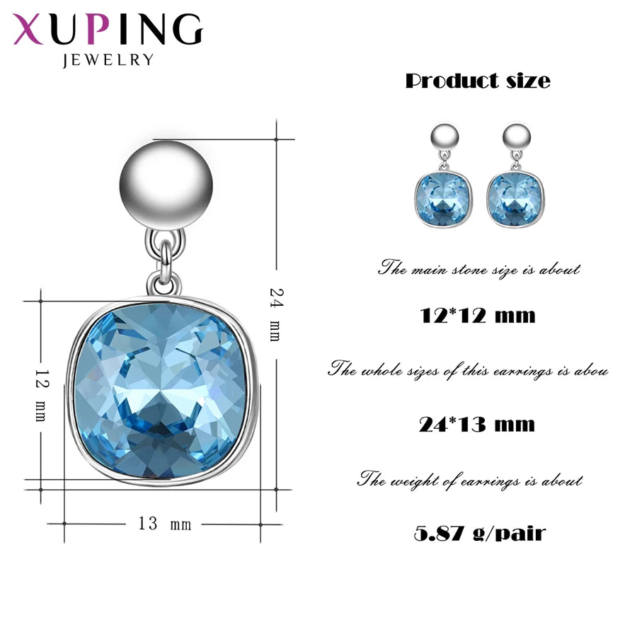 Square Crystal Drop Earrings for Women
