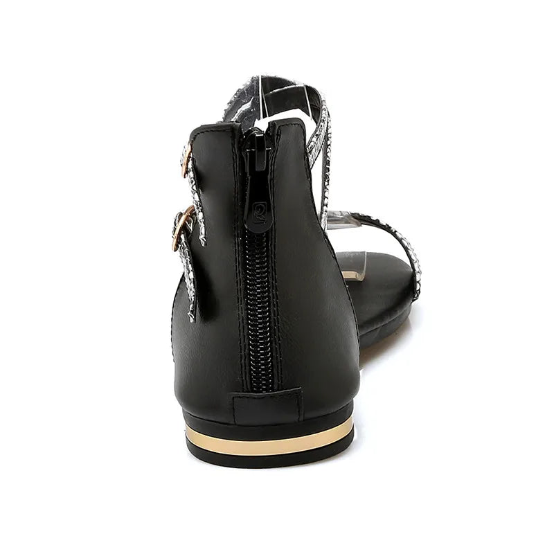 Snake Print Leather Gladiator Sandals
