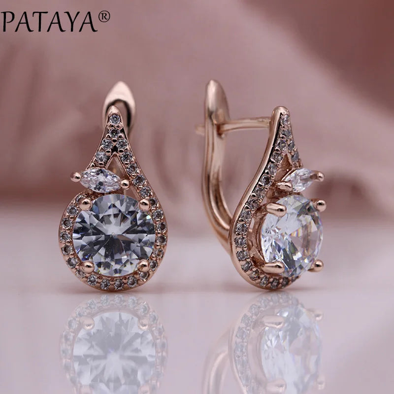 Green Horse Eye Zirconia Drop Earrings