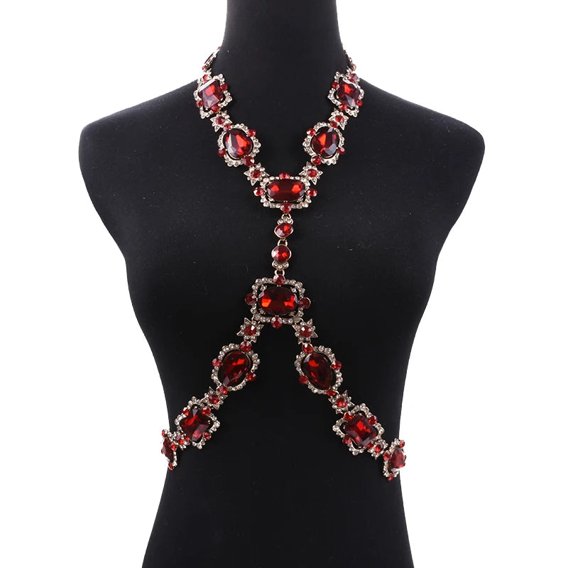 Long Crystal Rhinestone Body Chain Necklace for Women