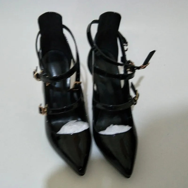 Elegant Black Patent Leather Pointed Toe Pumps for Women