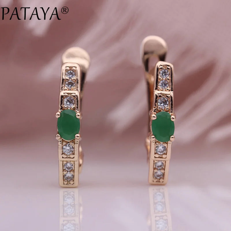 Green Zircon Rose Gold Drop Earrings