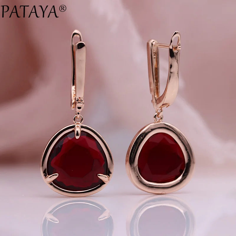 Green Triangle Zirconia Drop Earrings