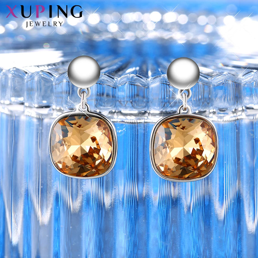 Square Crystal Drop Earrings for Women