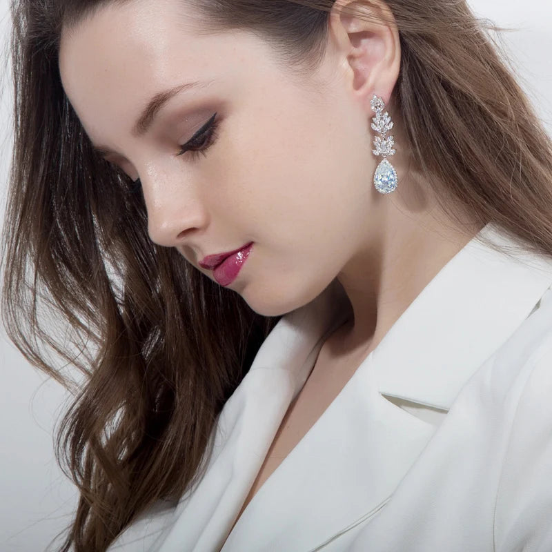 Long Black Crystal Drop Earrings