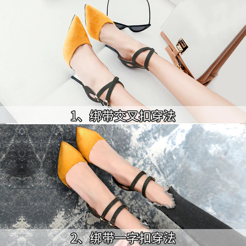 Pointed Toe High Heel Slingback Pumps With Buckle For Women