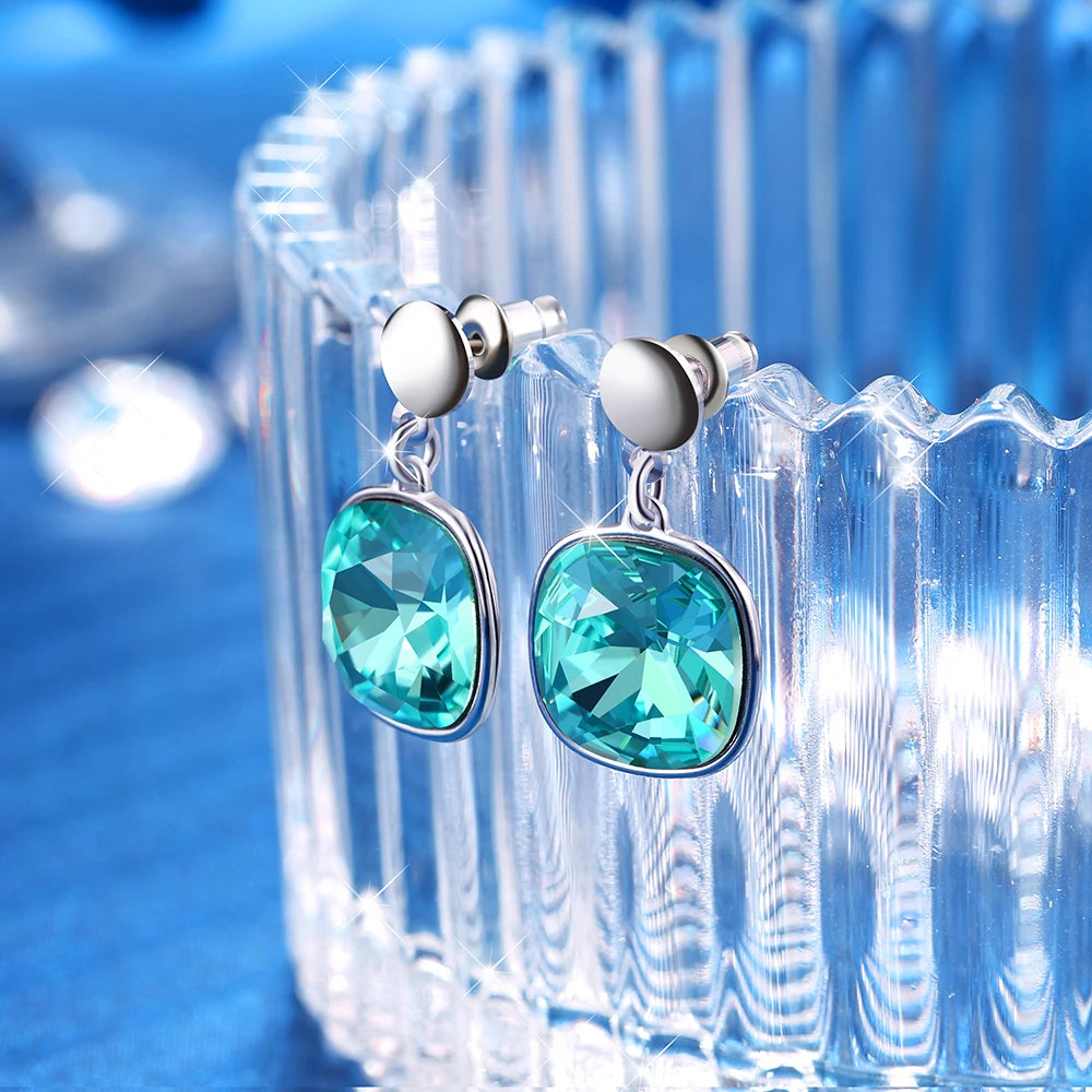 Square Crystal Drop Earrings for Women