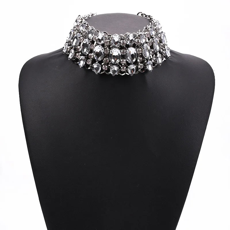 Colorful Crystal Rhinestone Statement Collar Necklace for Women