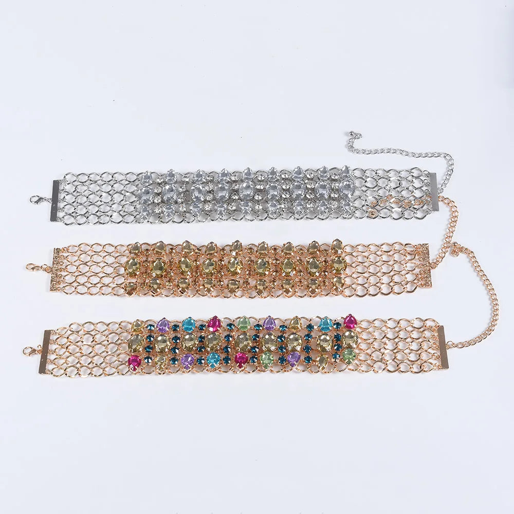 Colorful Crystal Rhinestone Statement Collar Necklace for Women